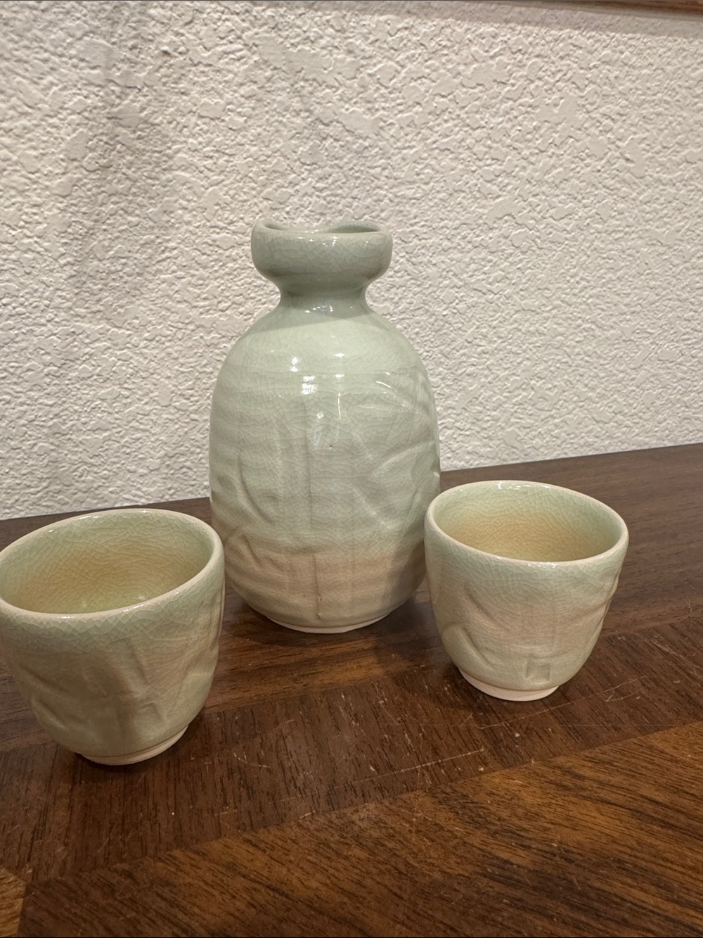 Celadon Green Ceramic Sake Set - 3-Piece Home Art